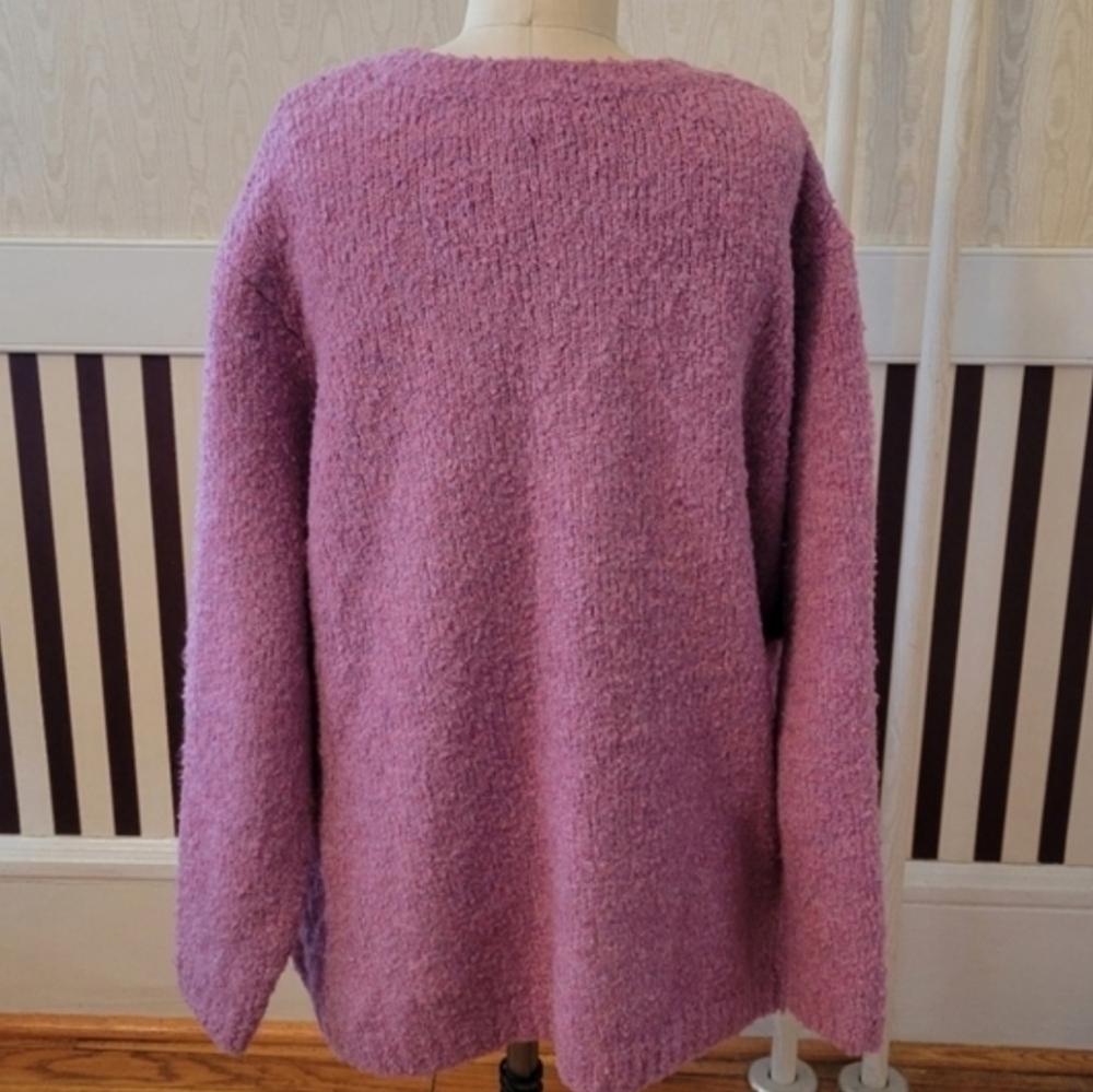 APPLESEED'S Luxe Boucle Pink Button Up Cardigan Sweater Size 2X - Picture 3 of 7